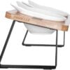 517EZXLk2EL._AC_SL1000 Elevated Cat Ceramic Bowls Stand for Food and Water, Small Dog, Anti Vomit, Indoor cats, Tilted Feeding Position, Full Bamboo Body Stand with Food Grade, Whisker Friendly Dish for Cats and Puppy