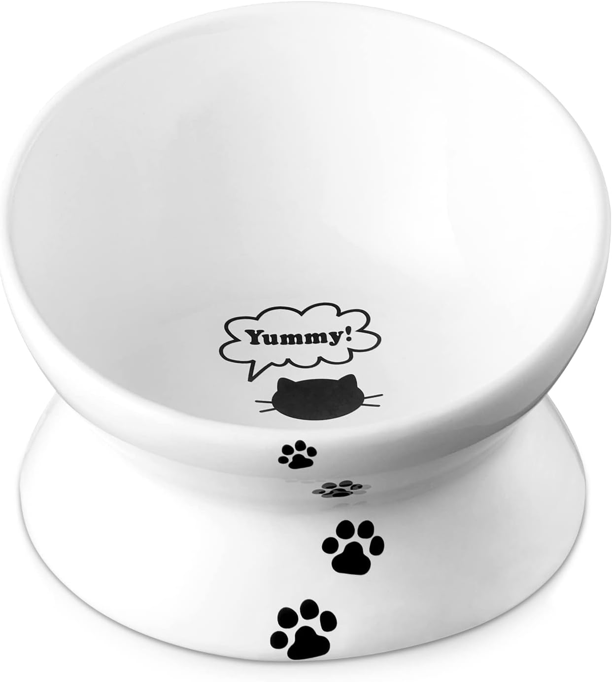 Y YHY Cat Bowl Anti Vomiting, Raised Cat Food Bowls, Tilted Elevated Cat Bowl, Ceramic Pet Food Bowl for Flat Faced Cats, Small Dogs, Protect Pet’s Spine, Dishwasher Safe