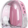 Pet Backpack Carrier with Harness Backpack with Bubble Clear Front for Cats, Small Dogs, Bunnies etc with Harness Included, Pet Carrier for Traveling, Walking, Hiking and Outdoor Activities