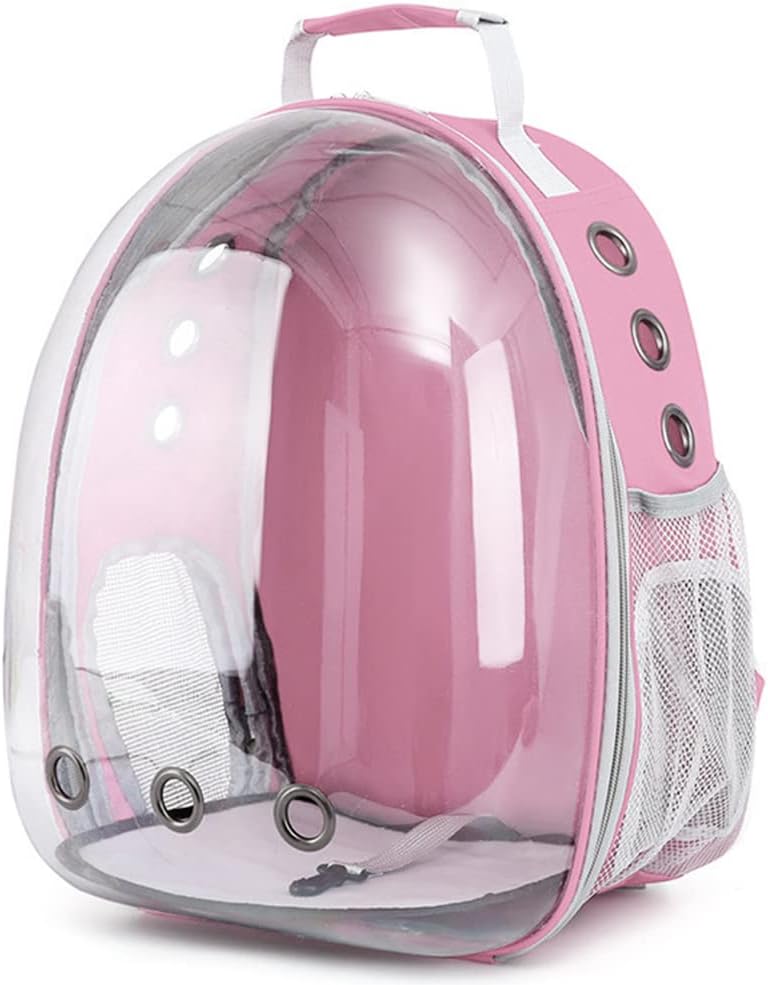 Pet Backpack Carrier with Harness Backpack with Bubble Clear Front for Cats, Small Dogs, Bunnies etc with Harness Included, Pet Carrier for Traveling, Walking, Hiking and Outdoor Activities