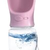 Pret & Lively Pet Water Bottle, 19 Oz Leak Proof, Reusable Water Flow Back, Drinking Cup for Travel, Hiking, Walking, Jogging, Service Dog Vest, BPA Grade Plastic, Dogs, Cats, Rabbits (19oz Pink)