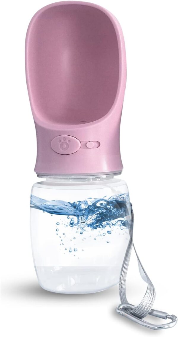 Pret & Lively Pet Water Bottle, 19 Oz Leak Proof, Reusable Water Flow Back, Drinking Cup for Travel, Hiking, Walking, Jogging, Service Dog Vest, BPA Grade Plastic, Dogs, Cats, Rabbits (19oz Pink)