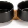 51I6qzyDq1L._AC_SL1500 SPUNKYJUNKY Ceramic Dog and Cat Bowl with Wood Stand Non-Slip Matte Glaze Weighted Food Water Set for Cats &Small Dogs 13.5OZ
