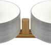 51RNtgT9tGL._AC_SL1500 SPUNKYJUNKY Ceramic Dog and Cat Bowl with Wood Stand Non-Slip Matte Glaze Weighted Food Water Set for Cats &Small Dogs 13.5OZ