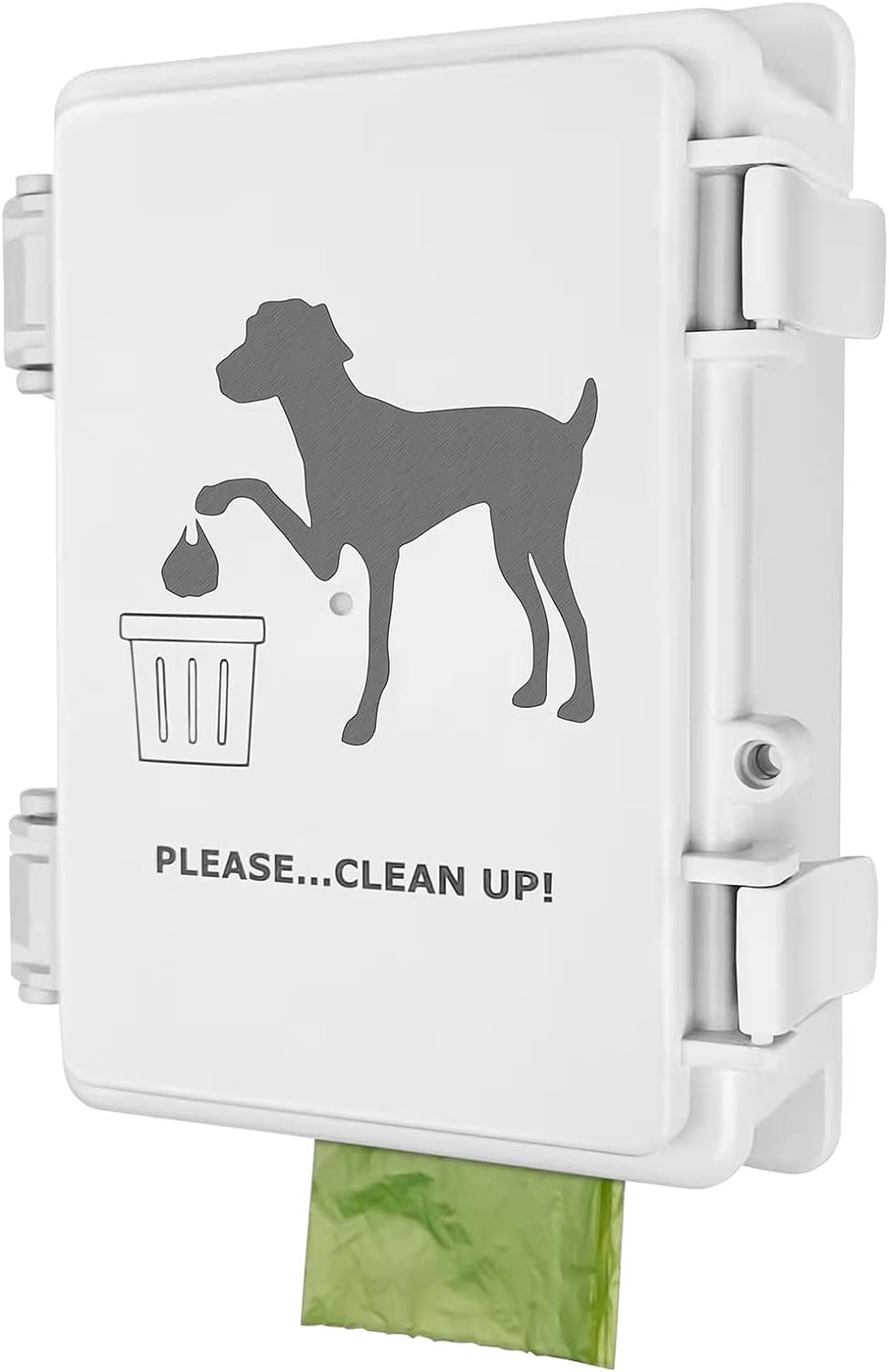 51WSUpOcHrL._AC_SL1500 Dog Poop Bag Dispenser Wall Mount Waterproof Outdoor Dog Bag Dispenser | Printed With Cute Clean Up Dog Poop Signs | Stake, Pole, Fence Mounted | Fits Home, Porch, Lawn, Yard(only dispenser)