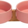 51Yx2snOflL._AC_SL1500 SPUNKYJUNKY Ceramic Dog and Cat Bowl with Wood Stand Non-Slip Matte Glaze Weighted Food Water Set for Cats &Small Dogs 13.5OZ