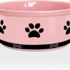 51dfh1HAK4L._AC_SL1500 Ceramic Pet Bowl for Dogs and Cats, Weighted Non-Slip Dog Bowls Food and Water Dish, Durable Pets Feeding Bowls Suitable for Small, Medium, and Large Dogs, Pink, 36 Oz