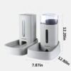 51dpRMpSv9L._AC_SL1200 2PCS Cat Dog Feeder and Waterer Self-Dispensing Gray 3.8L Pets Automatic Feeder and Waterer Dispensing Set 12.8in x 7.87in x 12.2in Feeder and Water Bowl for Small Medium Pets