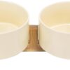 51f05qGzReL._AC_SL1500 SPUNKYJUNKY Ceramic Dog and Cat Bowl with Wood Stand Non-Slip Matte Glaze Weighted Food Water Set for Cats &Small Dogs 13.5OZ