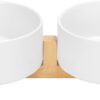 51i3gNW6GWL._AC_SL1500 SPUNKYJUNKY Ceramic Dog and Cat Bowl with Wood Stand Non-Slip Matte Glaze Weighted Food Water Set for Cats &Small Dogs 13.5OZ