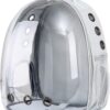 Pet Backpack Carrier with Harness Backpack with Bubble Clear Front for Cats, Small Dogs, Bunnies etc with Harness Included, Pet Carrier for Traveling, Walking, Hiking and Outdoor Activities