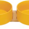 51rQ4UlggPL._AC_SL1500 SPUNKYJUNKY Ceramic Dog and Cat Bowl with Wood Stand Non-Slip Matte Glaze Weighted Food Water Set for Cats &Small Dogs 13.5OZ