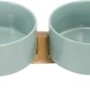 51rhYE8JlwL._AC_SL1500 SPUNKYJUNKY Ceramic Dog and Cat Bowl with Wood Stand Non-Slip Matte Glaze Weighted Food Water Set for Cats &Small Dogs 13.5OZ
