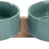 51vCA_GTv9L._AC_SL1500 SPUNKYJUNKY Ceramic Dog and Cat Bowl with Wood Stand Non-Slip Matte Glaze Weighted Food Water Set for Cats &Small Dogs 13.5OZ
