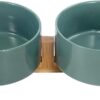 51vLcodl-kL._AC_SL1500 SPUNKYJUNKY Ceramic Dog and Cat Bowl with Wood Stand Non-Slip Matte Glaze Weighted Food Water Set for Cats &Small Dogs 13.5OZ