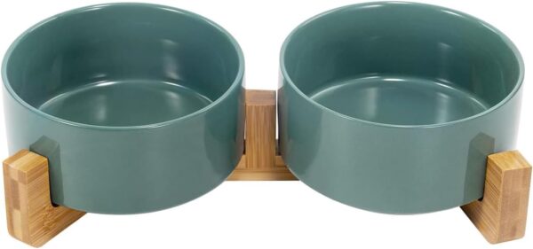 51vLcodl-kL._AC_SL1500 SPUNKYJUNKY Ceramic Dog and Cat Bowl with Wood Stand Non-Slip Matte Glaze Weighted Food Water Set for Cats &Small Dogs 13.5OZ
