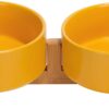 51w-Z7dNf8L._AC_SL1500 SPUNKYJUNKY Ceramic Dog and Cat Bowl with Wood Stand Non-Slip Matte Glaze Weighted Food Water Set for Cats &Small Dogs 13.5OZ