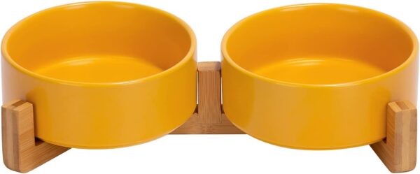 51w-Z7dNf8L._AC_SL1500 SPUNKYJUNKY Ceramic Dog and Cat Bowl with Wood Stand Non-Slip Matte Glaze Weighted Food Water Set for Cats &Small Dogs 13.5OZ