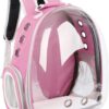 Pet Backpack Carrier with Harness Backpack with Bubble Clear Front for Cats, Small Dogs, Bunnies etc with Harness Included, Pet Carrier for Traveling, Walking, Hiking and Outdoor Activities