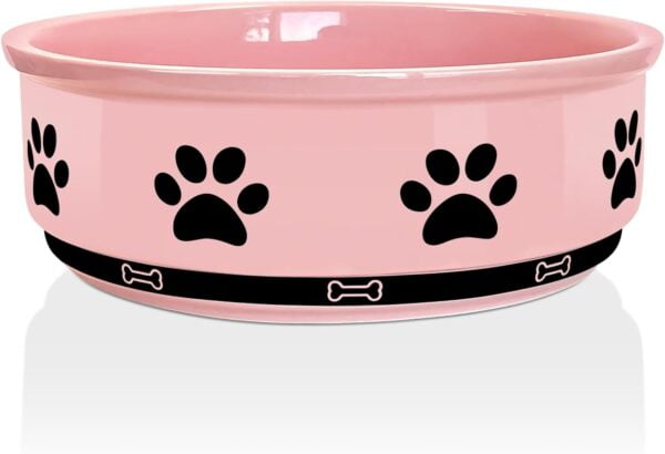 51xxsgY6SvL._AC_SL1500 Ceramic Pet Bowl for Dogs and Cats, Weighted Non-Slip Dog Bowls Food and Water Dish, Durable Pets Feeding Bowls Suitable for Small, Medium, and Large Dogs, Pink, 36 Oz