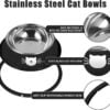 2Pcs Cat Bowls Non-Slip Stainless Steel Small Cat Food Bowls Unbreakable Thicken Cat Feeder 7 Oz Cat Dishes Suitable for Indoor Small Pets Removable Rubber Base Easily Clean Lovely Color