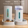 613DG19_z7L._AC_SL1200 2PCS Cat Dog Feeder and Waterer Self-Dispensing Gray 3.8L Pets Automatic Feeder and Waterer Dispensing Set 12.8in x 7.87in x 12.2in Feeder and Water Bowl for Small Medium Pets