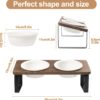 614sIxWzHRL._AC_SL1500 Ceramic Elevated Cat Bowls, Raised Puppy Dishes for Food and Water, Tilted Bamboo Stand for Anti Vomiting, Indoor 5.5 inch Wide Double Dish Orthopedic Anti-Vomiting (Brown)