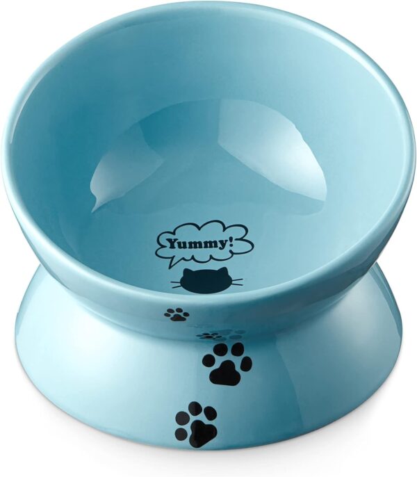 619oCsuiyLL._AC_SL1500 Y YHY Cat Bowl Anti Vomiting, Raised Cat Food Bowls, Tilted Elevated Cat Bowl, Ceramic Pet Food Bowl for Flat Faced Cats, Small Dogs, Protect Pet’s Spine, Dishwasher Safe