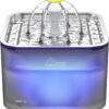 61AId4ecvKL._AC_SL1500_c558d977-c26d-4193-bc3b-a1450758c451 Crystal Cat Water Fountain Stainless Steel, 101oz/3L Pet Fountain with LED Light for Cats and Dogs (Grey)