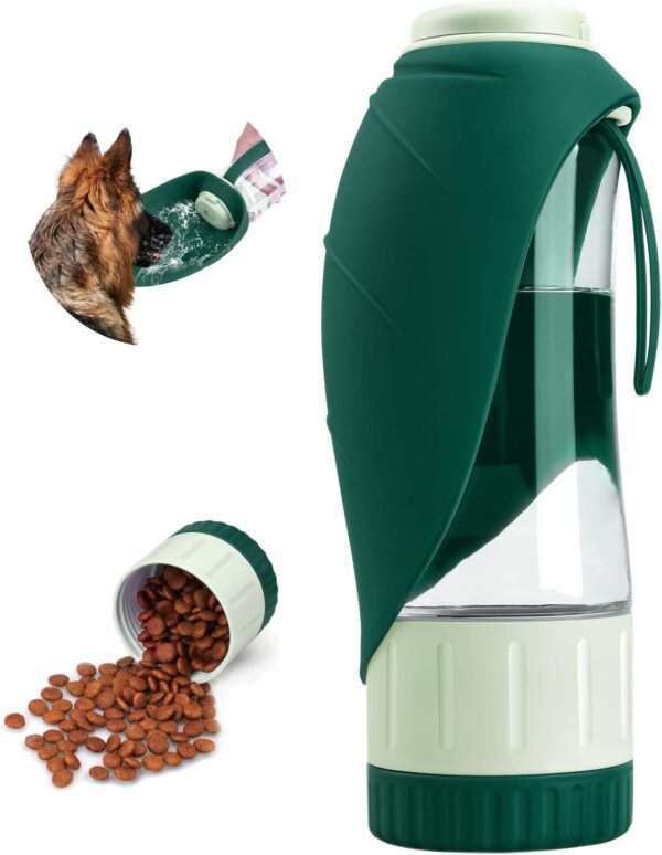 61C5XAqmzNL._AC_SL1500_2a3d0988-9b20-417f-b915-1dbef24b7f57 Upgraded Dog Water Bottle, Portable Dog Cat Puppy Pet Water Dispenser Feeder with Drinking Cup and Food Container Leak Proof for Outdoor Walking, Travel, Hiking 12OZ