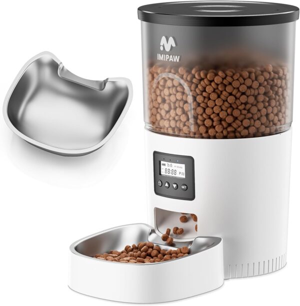 61C8Ah8Um5L._AC_SL1500 Automatic Cat Feeders, 3L Timed Cat Dry Food Dispenser with Clog-Free Design, Auto Pet Feeder for Cats and Dogs, 1-4 Meals Per Day