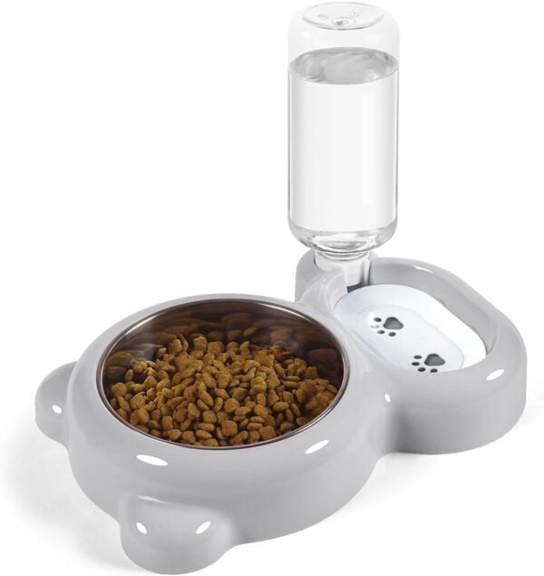 61CTODyomdL._AC_SL1500 Dog Bowls, Cat Food and Water Bowl Set with Water Dispenser and Stainless Steel Bowl for Cats and Small Dogs – Pink