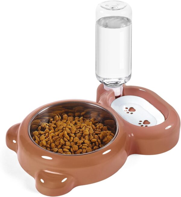 61D-Dc2-x7L._AC_SL1500 Dog Bowls, Cat Food and Water Bowl Set with Water Dispenser and Stainless Steel Bowl for Cats and Small Dogs – Pink