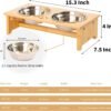 FOREYY Raised Pet bowls for Cats and Small Dogs, Bamboo Elevated Dog Cat Food and Water Bowls Stand Feeder with 2 Stainless Steel Bowls and Anti Slip Feet (4” Tall-20 oz bowl)