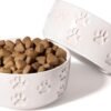 Ceramic Dog Bowl Set with Anti-Slip Rings – 5″ Round x 2″ Tall Set of 2 Ceramic Dog Bowls for Small Dogs – Small Dog Bowls – Dog Food and Water Bowl – White Dog Food Bowls – Dog Bowls Small Size Dog