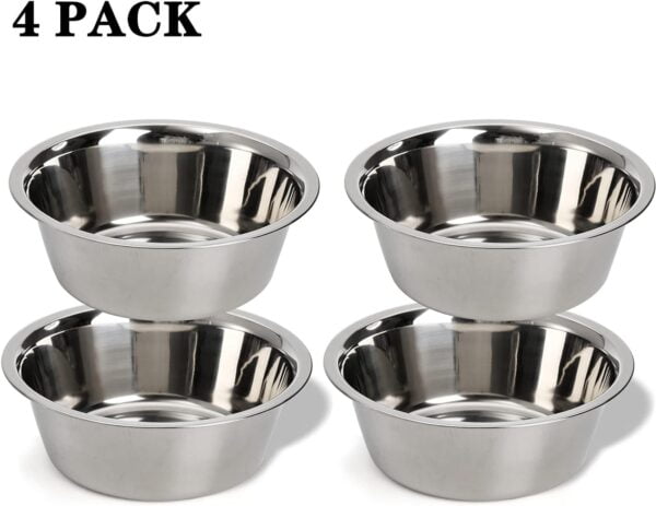 DEAYOU 4-Pack Stainless Steel Dog Bowl, Metal Food and Water Dish for Large Medium Small Dog, Elevated Stand, Kitten, Puppy
