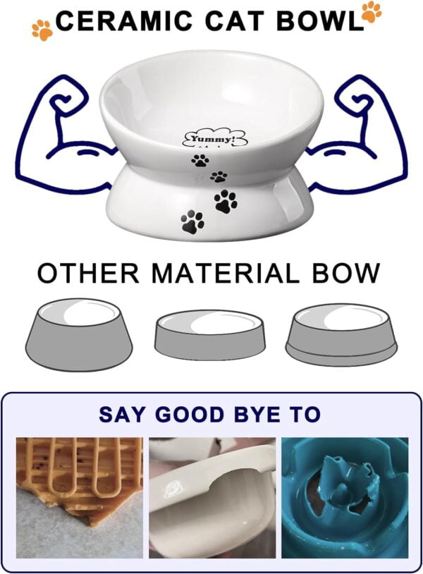 61G5RezsatL._AC_SL1500 Y YHY Cat Bowl Anti Vomiting, Raised Cat Food Bowls, Tilted Elevated Cat Bowl, Ceramic Pet Food Bowl for Flat Faced Cats, Small Dogs, Protect Pet’s Spine, Dishwasher Safe