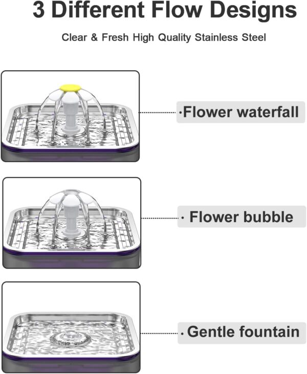 61G6dbV-lxL._AC_SL1500_ff1aa107-9407-4481-b7ad-37aecb516ca4 Crystal Cat Water Fountain Stainless Steel, 101oz/3L Pet Fountain with LED Light for Cats and Dogs (Grey)