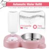 61JQO_5q9TL._AC_SL1500 Dog Bowls, Cat Food and Water Bowl Set with Water Dispenser and Stainless Steel Bowl for Cats and Small Dogs – Pink