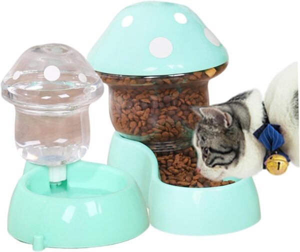 Automatic Feeders Automatic Pets Feeder Waterer Set 1800ml Cats Food Feeder and 500ml Dogs Water Dispenser with DIY Sticker for Small Medium Big Pets Green