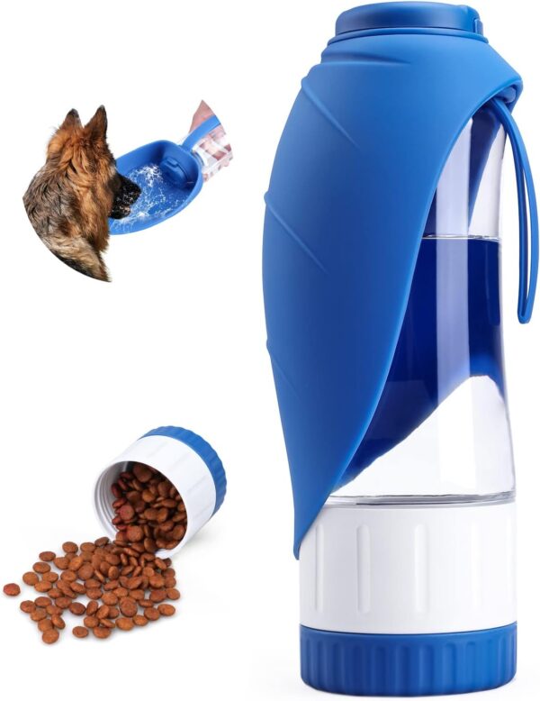 61LrYKs9-tL._AC_SL1500_bc130cbb-60f5-4eb3-9e61-9eb87350c470 Upgraded Dog Water Bottle, Portable Dog Cat Puppy Pet Water Dispenser Feeder with Drinking Cup and Food Container Leak Proof for Outdoor Walking, Travel, Hiking 12OZ