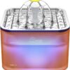 61MFhcAZy9L._AC_SL1500_f4db25c4-9800-4dd1-a3f4-e187e7823844 Crystal Cat Water Fountain Stainless Steel, 101oz/3L Pet Fountain with LED Light for Cats and Dogs (Grey)