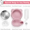 61MP-uP37NL._AC_SL1500 Dog Bowls, Cat Food and Water Bowl Set with Water Dispenser and Stainless Steel Bowl for Cats and Small Dogs – Pink