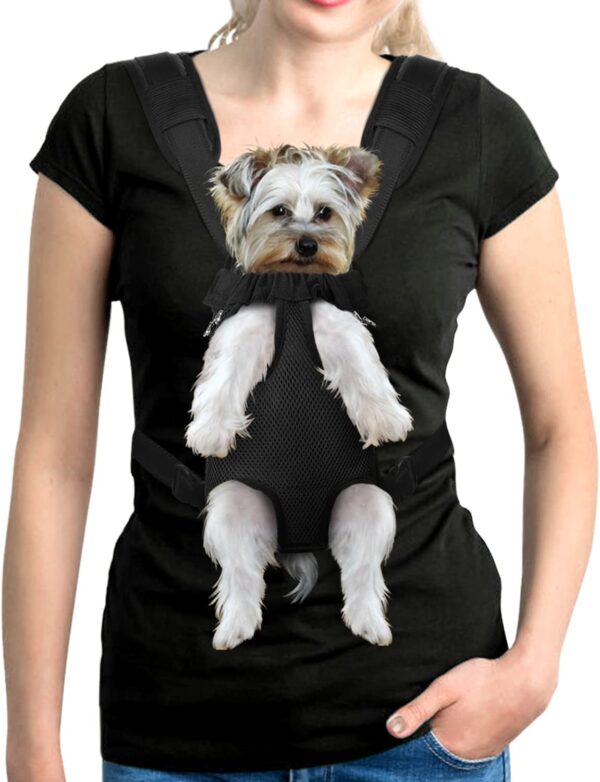 61MlK5wUE9L._AC_SL1500 Pet Dog Carrier Backpack Adjustable Dog Front Carrier, Legs Out Easy-Fit Dog Travel Backpack Carrier for Hiking Camping for Small Medium Dogs Cats and Rabbits (Medium (Pack of 1), A-Black)