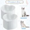 2 Pcs Ceramic Elevated Cat Bowls Tilted Elevated Raised Cat Bowls Anti Vomit Cat Bowls for Indoor Cats Stress Free Water Dish Feeder for Cats Puppies, Heart Shaped(Pearly White)