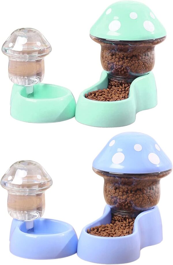 Automatic Feeders Automatic Pets Feeder Waterer Set 1800ml Cats Food Feeder and 500ml Dogs Water Dispenser with DIY Sticker for Small Medium Big Pets Green