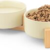 61OWZBfIU0L._AC_SL1500 Ptlom Ceramic Pet Bowls for Dog and Cat, No Spill Dog Food and Water Bowl Set with Anti-Slip Wooden Stand, Riased Puppy Feeding Dishes Suitable for Small, Medium and Large Cats Dogs, Green 28 OZ