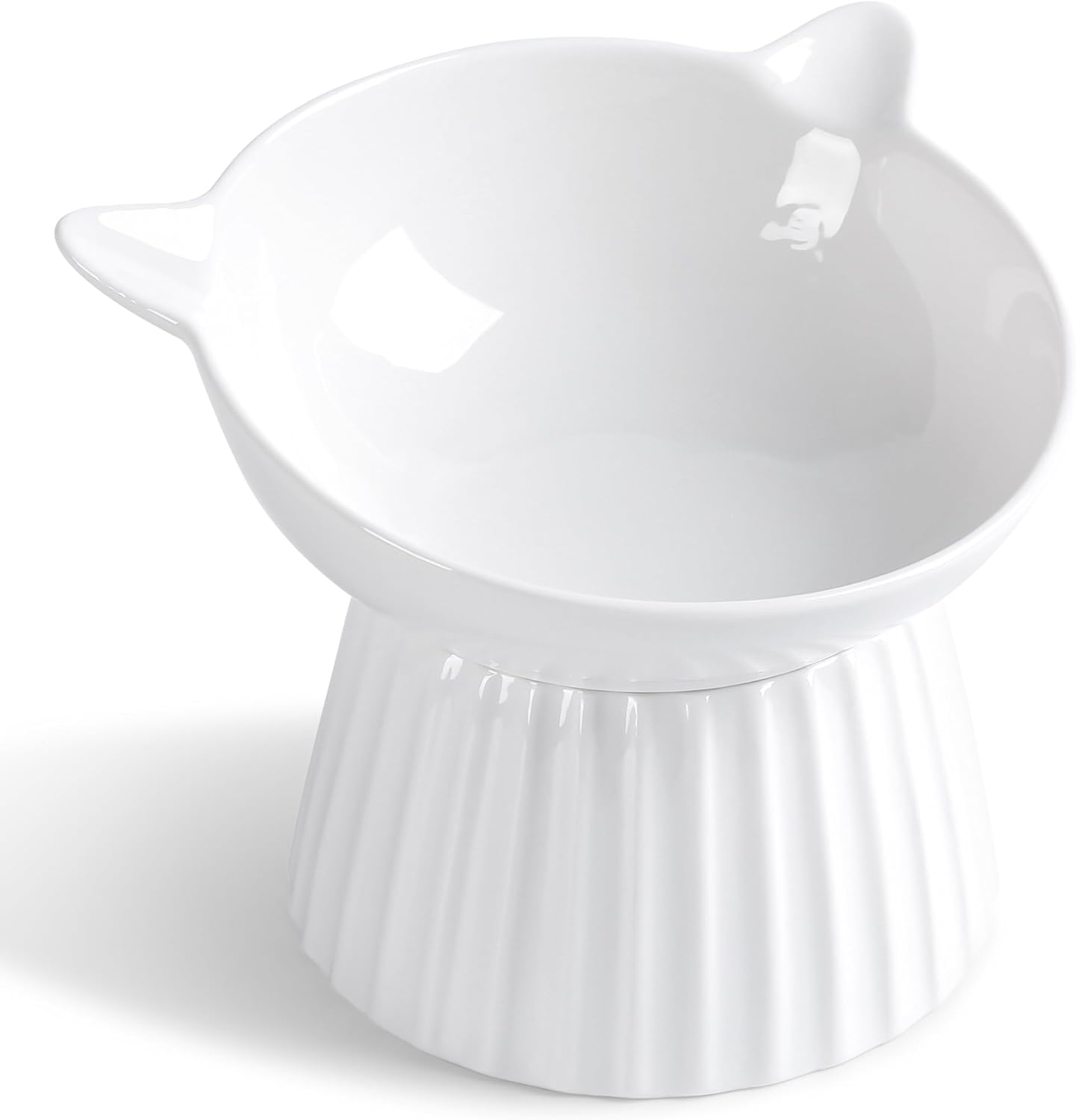 Ceramic Raised Cat Bowl,Tilted Raised Cat Bowl Anti Vomit Cat Bowls for Indoor Cats Whisker Friendly Pet Feeder for Cats Puppies, Microwave and Dishwasher Safe