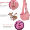 Dog Sling Carrier, Hard Bottom Support & Adjustable Soft Padded Shoudler Strap Dog Slings for Small Dogs, Dog Purse with Drawstring Mesh Opening & Zipper Pockets for Puppy Cat Pet (Pink)