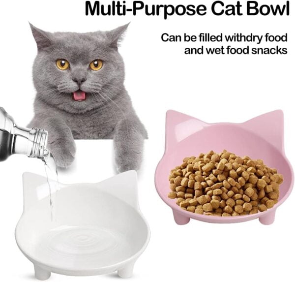 Skrtuan Cat Bowl Cat Food Bowls Non Slip Dog Dish Pet Food Bowls Shallow Cat Water Bowl Cat Feeding Wide Bowls to Stress Relief of Whisker Fatigue Pet Bowl of Rabbits Puppy(Safe Food-Grade)
